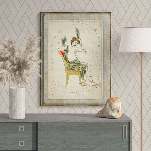 Cassiopeia Antique Illustration Star Constellation Wall Art - Retro Reverence