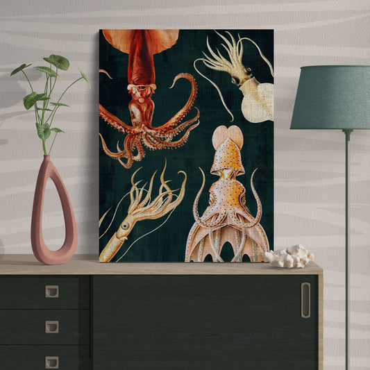 Cephalopod Collage Vintage Deep Sea Ocean Wall Art - Retro Reverence
