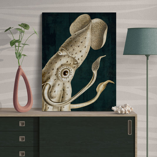 Cockeyed Squid Vintage Deep Sea Ocean Wall Art - Retro Reverence