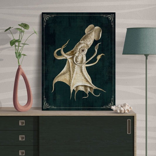 Cockeyed Squid Vintage Deep Sea Ocean Wall Art - Retro Reverence