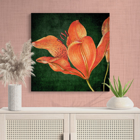 Fiery Orange Lily Flower Wall Art - Retro Reverence