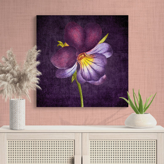 Petite Purple Pansy Botanical Wall Art - Retro Reverence