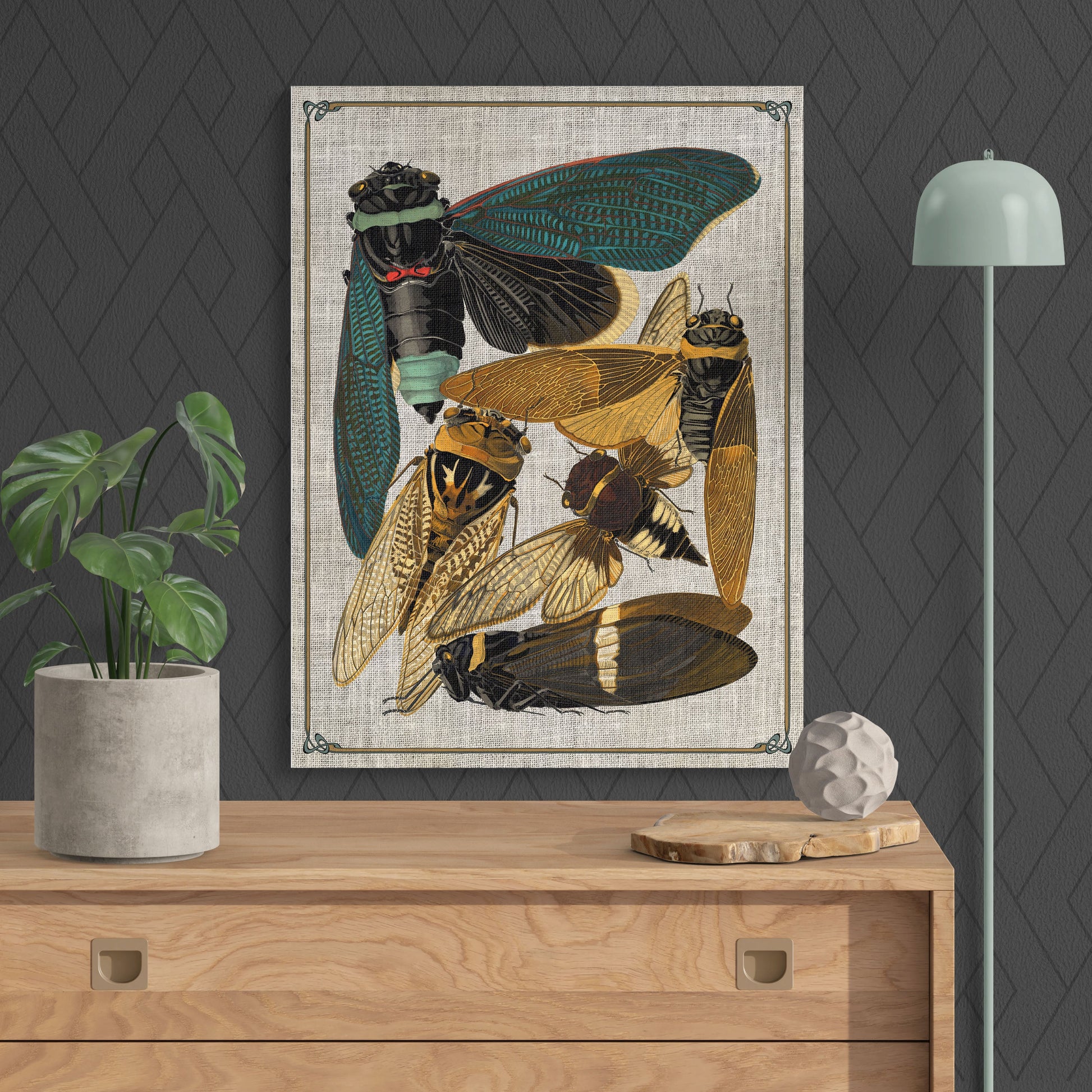 Antique Art Nouveau Cicadas Insect Collage - Retro Reverence