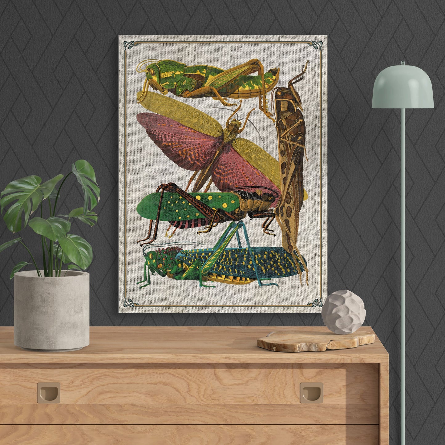 Antique Art Nouveau Grasshopper Insect Collage - Retro Reverence