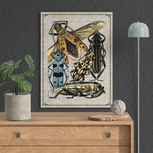 Antique Art Nouveau Long Horn Beetle Insect Collage - Retro Reverence