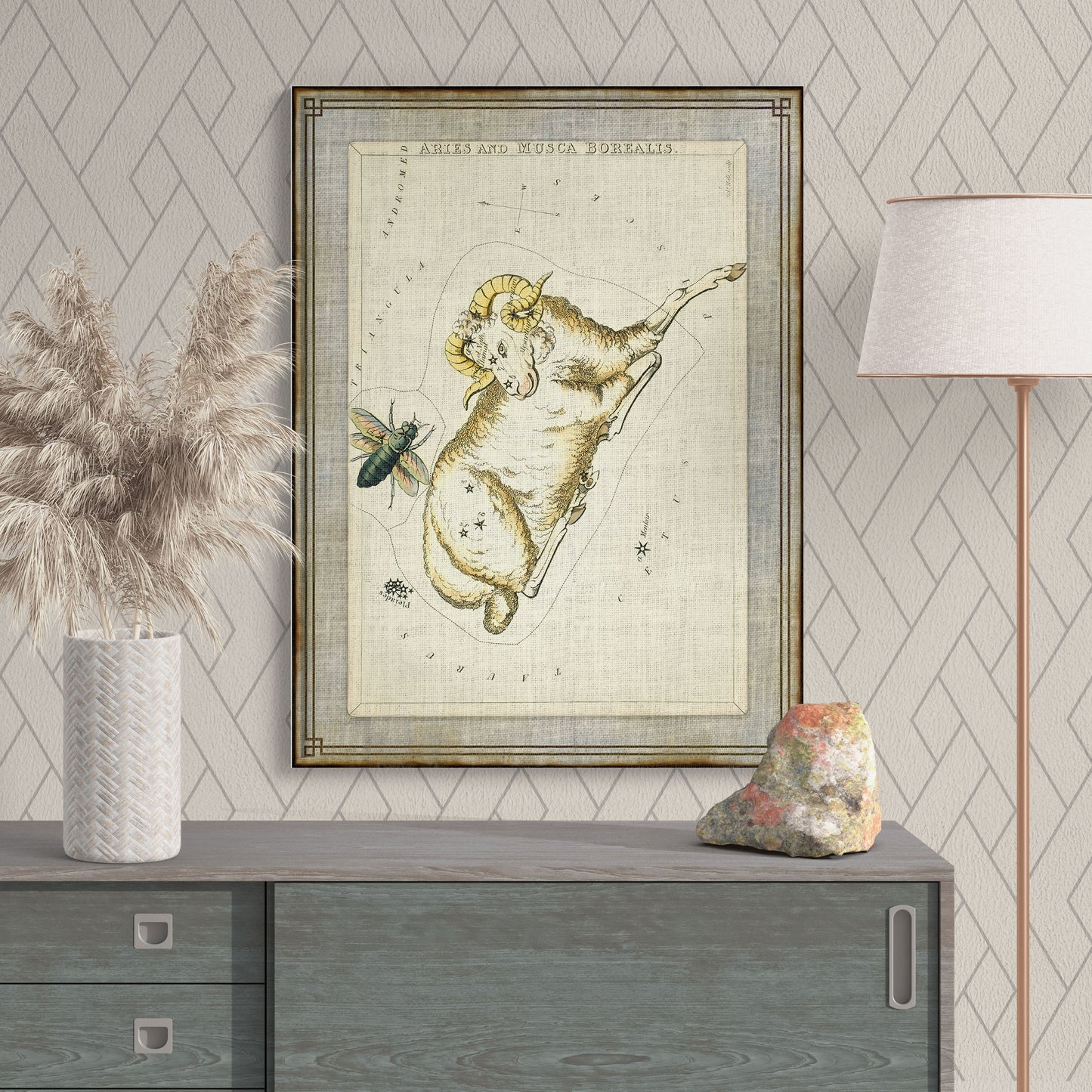 Aries Zodiac Antique Illustration Star Constellation Wall Art - Retro Reverence