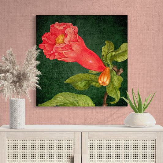Bright Pomegranate Blossom Floral Wall Art - Retro Reverence