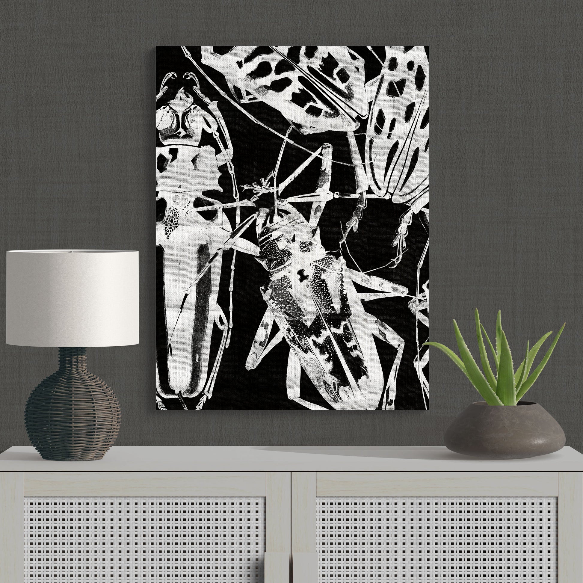 Contemporary Black & White Beetles Modern Nature Art - Retro Reverence