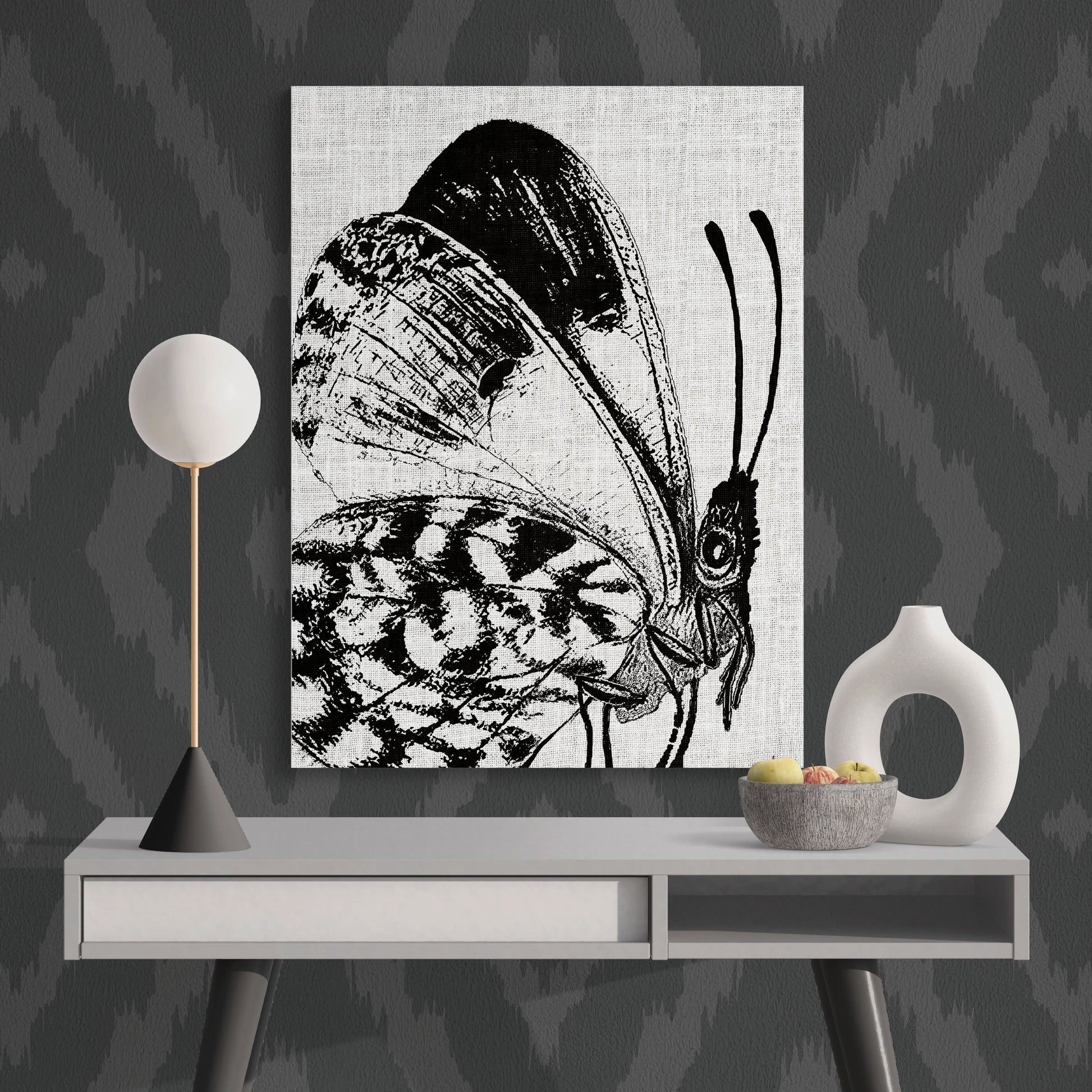 Contemporary Black & White Butterfly Modern Nature Art - Retro Reverence