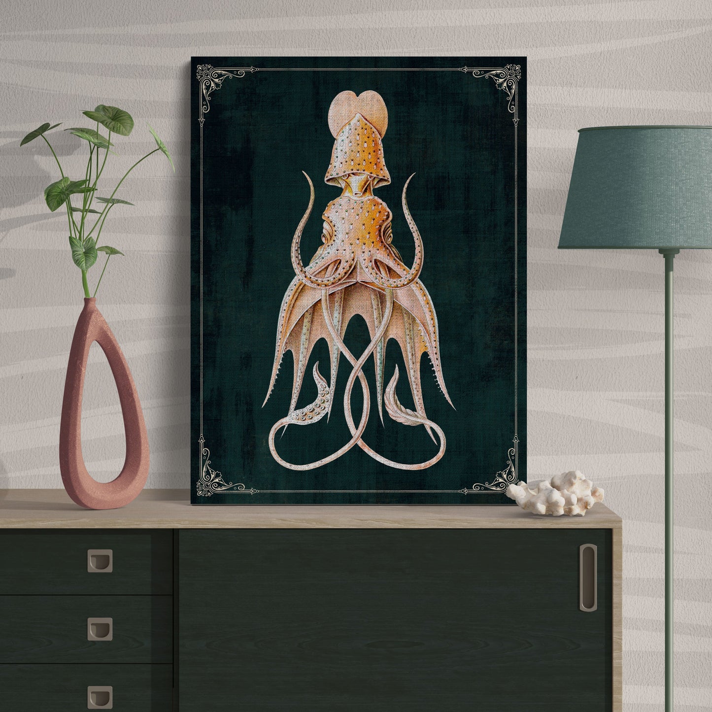 Gamochonia Trichterkraken Octopus Vintage Deep Sea Ocean Wall Art - Retro Reverence