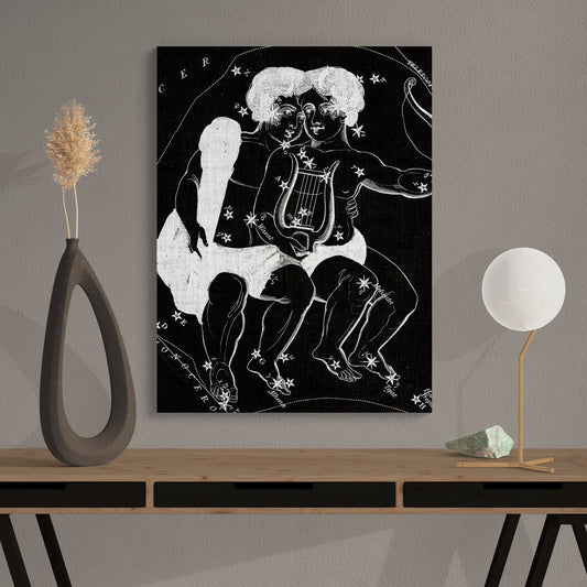 Gemini Zodiac Contemporary Modern Star Constellation Wall Art - Retro Reverence