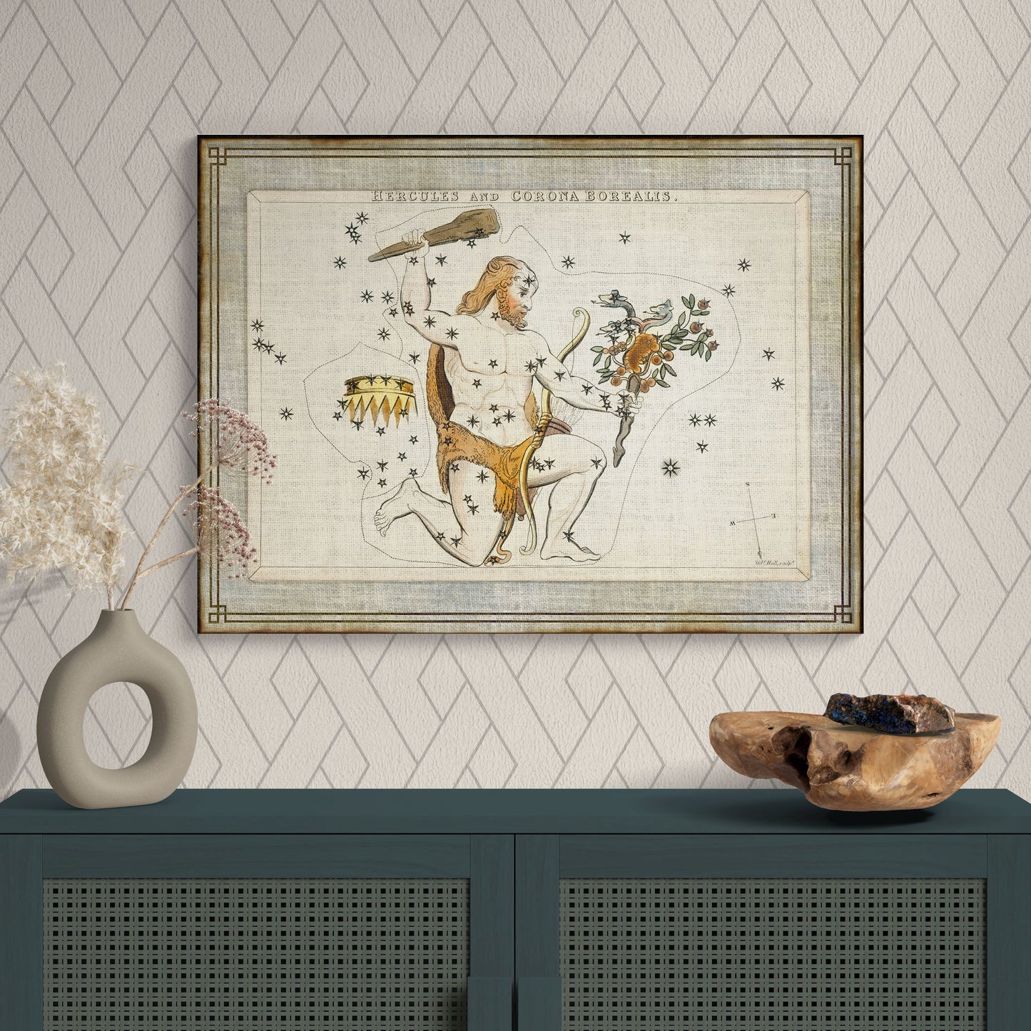 Hercules & Corona Borealis Antique Illustration Star Constellation Wall Art - Retro Reverence