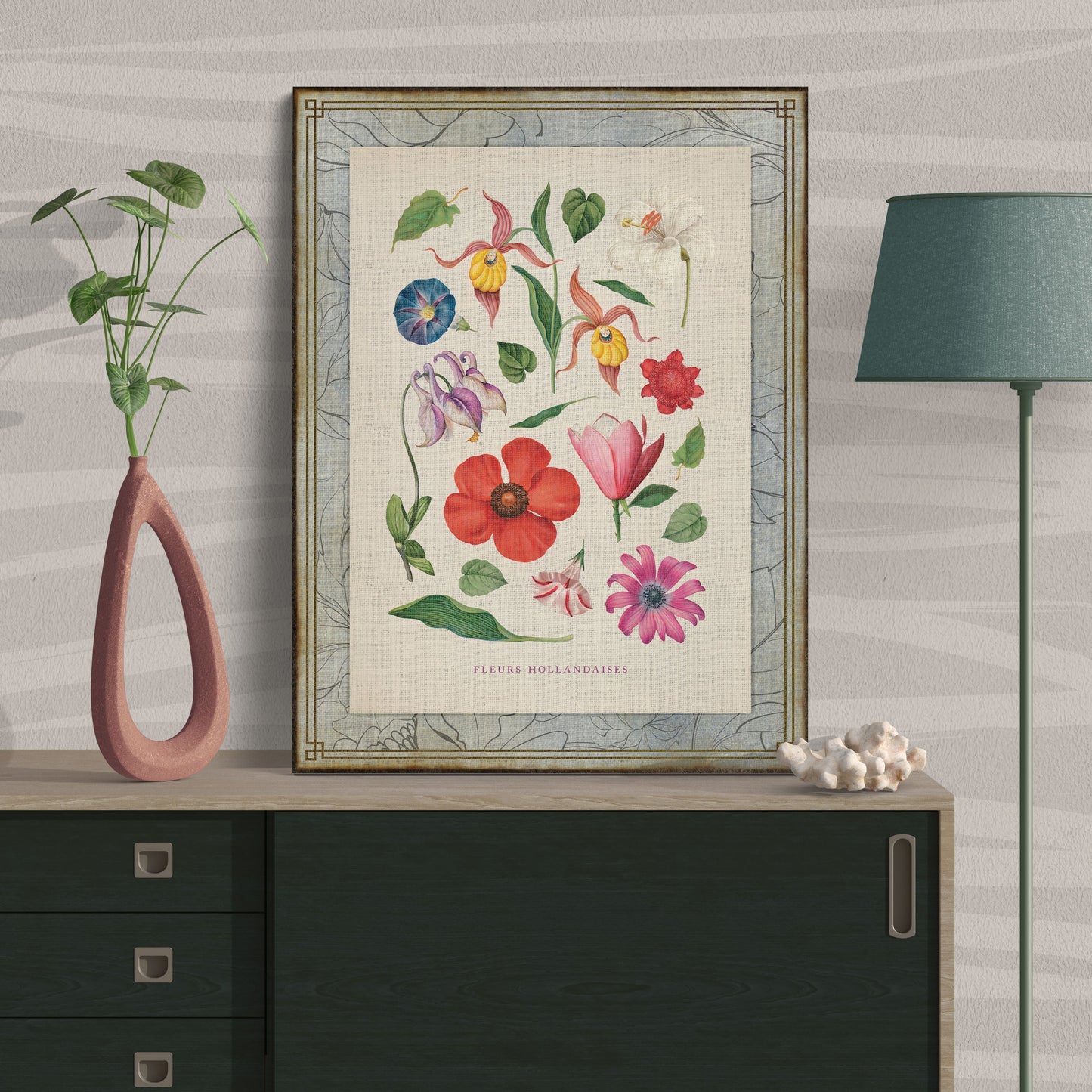 Hollandaise Flowers Vintage Botanical Illustration Floral Art - Retro Reverence