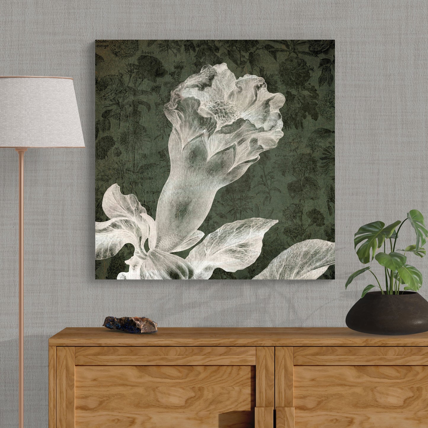 Neutral Tones of Nature - Pomegranate Blossom Flower Wall Art - Retro Reverence