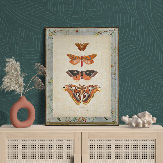 Orange & Brown Moth Collage Illustration Nature Art - Retro Reverence