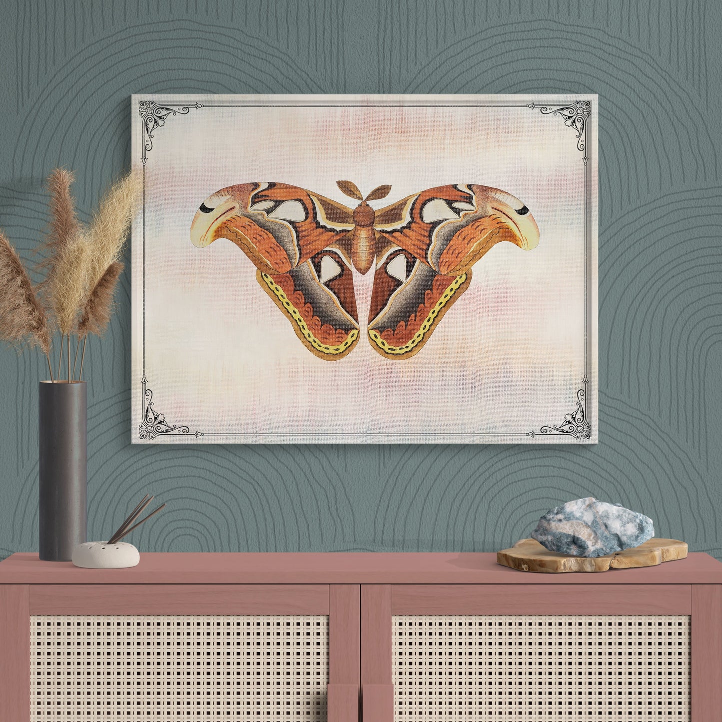 Orange, Yellow & Brown Moth Vintage Illustration Nature Art - Retro Reverence