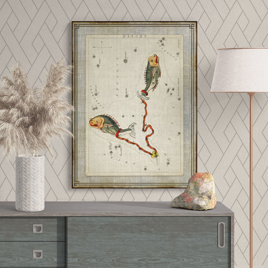 Pisces Zodiac Antique Illustration Star Constellation Wall Art - Retro Reverence