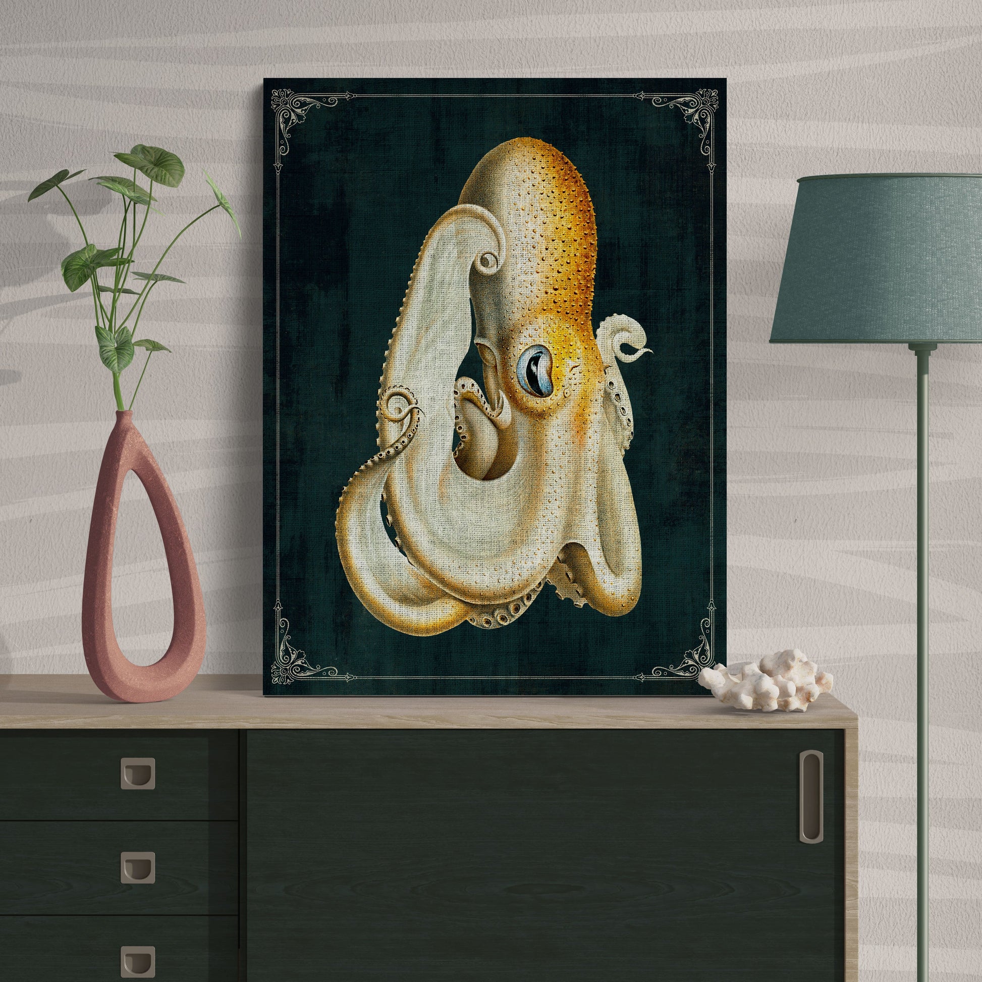 Velodona Octopus Vintage Deep Sea Ocean Wall Art - Retro Reverence