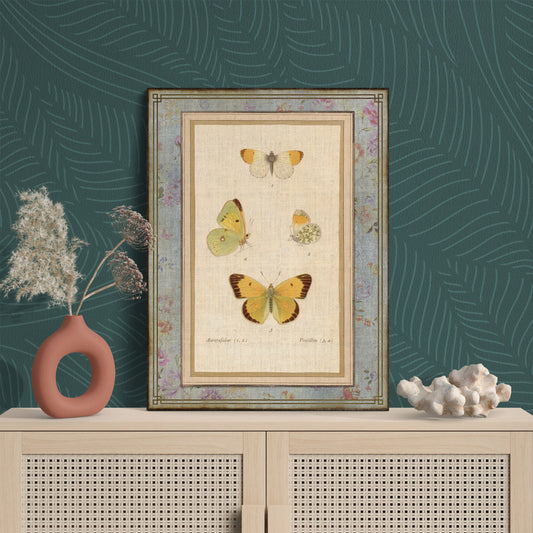 Yellow & Green Butterfly Collage Illustration Nature Art - Retro Reverence