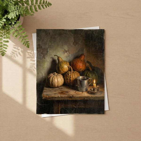 Pumpkins and Gourds fall wall art as a framed fine art paper print