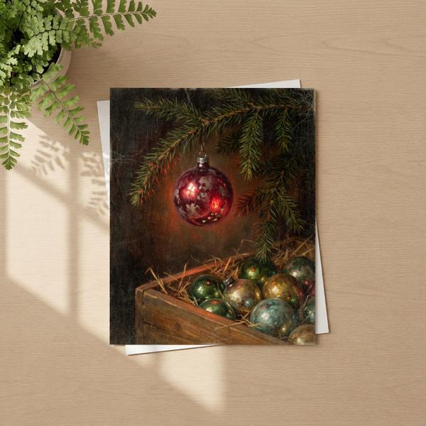Glass Ornament Christmas wall art as a framed fine art paper print