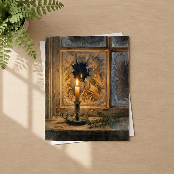 Candle in the Window Christmas wall art as a framed fine art paper print