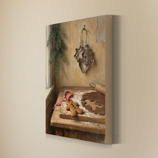 Gingerbread Man Cookie Christmas wall art as a gallery wrapped canvas with finished edges