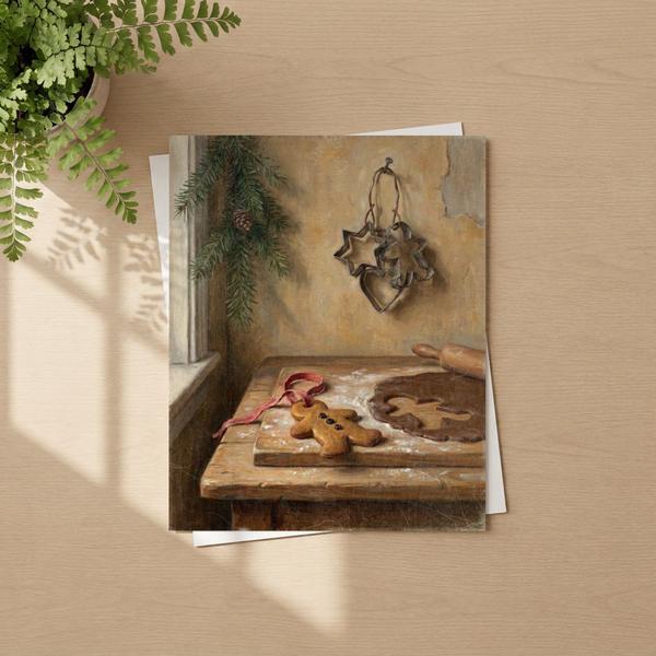 Gingerbread Man Cookie Christmas wall art as a framed fine art paper print