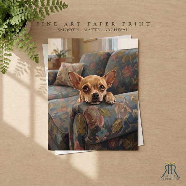 Custom dog portrait of a dog gazing up with impossibly pleading eyes as a framed fine art paper print