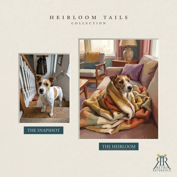 Another before and after, showing a different dog photo transformed into the scene of a dog wrapped up in a blanket like a burrito, only its face showing