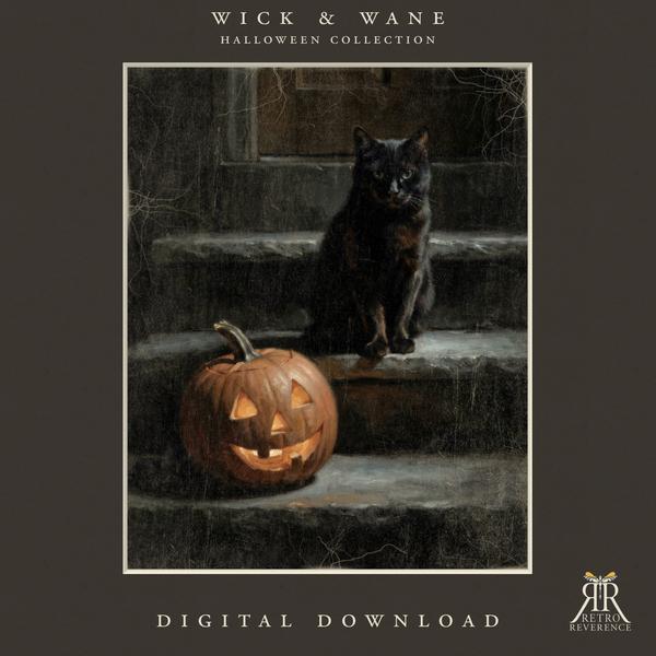 Black Cat and Jack O Lantern digital download preview from the Wick & Wane collection